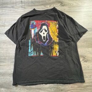 Ghost Face Graphic T-Shirt Mens XL Black Scream Horror Slasher Movie Tee K8